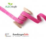 Bio Flachkordel - 1,2 cm - A55 ortensia/silber Glitzer - Albstoffe - Hamburger Liebe